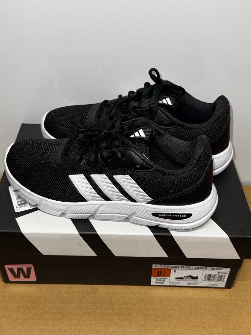 Adidas Cloudfoam Flex - Laces Black Sneaker, women’s Size 8.5, 1955469-Excellent